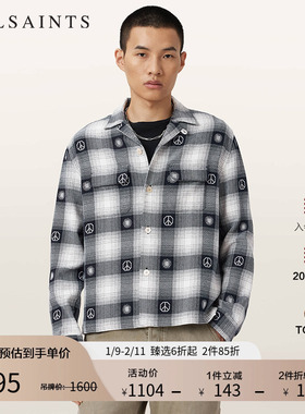 ALLSAINTS男士格纹印花衬衫休闲宽松长袖2025年秋季新款M030SD