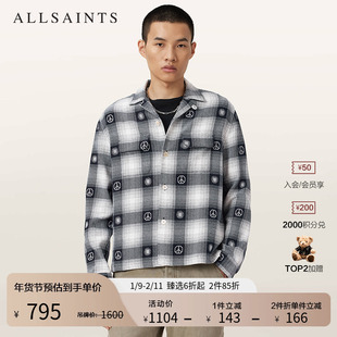 ALLSAINTS男士格纹印花衬衫休闲宽松长袖2025年秋季新款M030SD