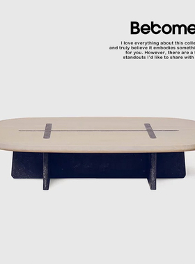 研舍中古风复古实木布利克火山石茶几客厅家用设酒店别墅民宿茶几