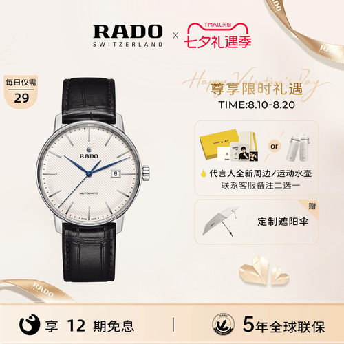 Rado雷达晶璨皮带精钢机械男表