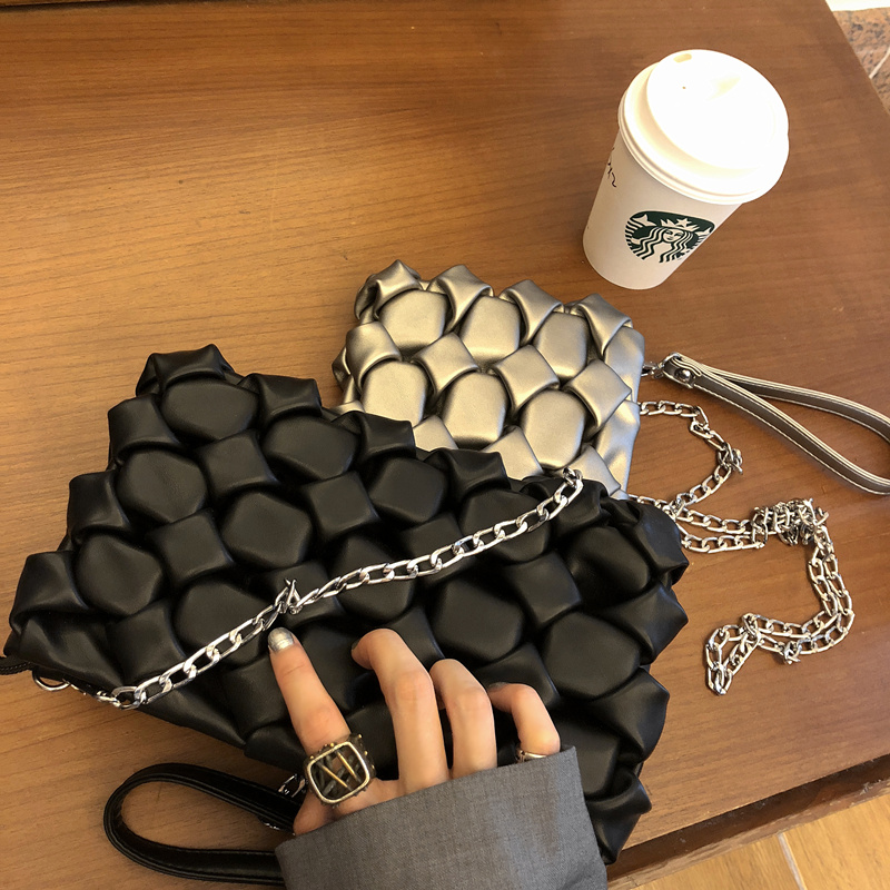 OPEN UP陳丁丁2019新款百搭手拿包单肩斜挎包chic立体菱格链条包