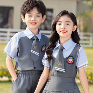 毕业照假两件英伦风校服小学生班服夏季 幼儿园园服夏装 六一表演服