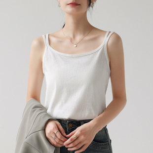 宽松打底衫 无袖 外穿遮副乳上衣 白色内搭西装 吊带背心女夏2026新款