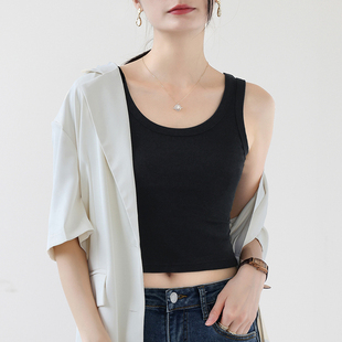 露肚脐无袖 内搭黑色吊带女夏外穿短款 上衣 配衬衫 背心女2026新款