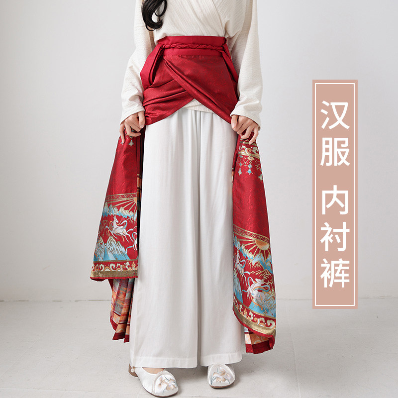 汉服内衬裤白色打底裤马面裙内搭里穿阔腿裤子居家防走光安全长裤