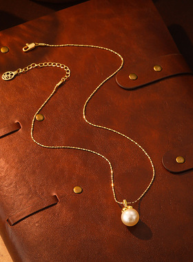 新款高亮贝母珍珠项链女轻奢小众设计感吊坠锁骨链高级感百搭耳饰