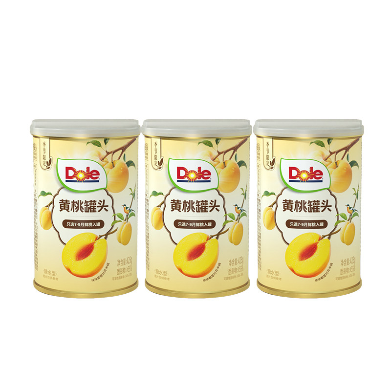【Dole都乐黄桃罐头425g3罐】水果罐头糖水型鲜果入罐适合早餐,粮油调味/速食/干货/烘焙,速食粥,淘宝优惠券,粉丝福利购,淘宝优惠卷