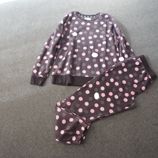 外贸女士套头秋冬摇粒绒保暖收口睡衣套装家居服2色