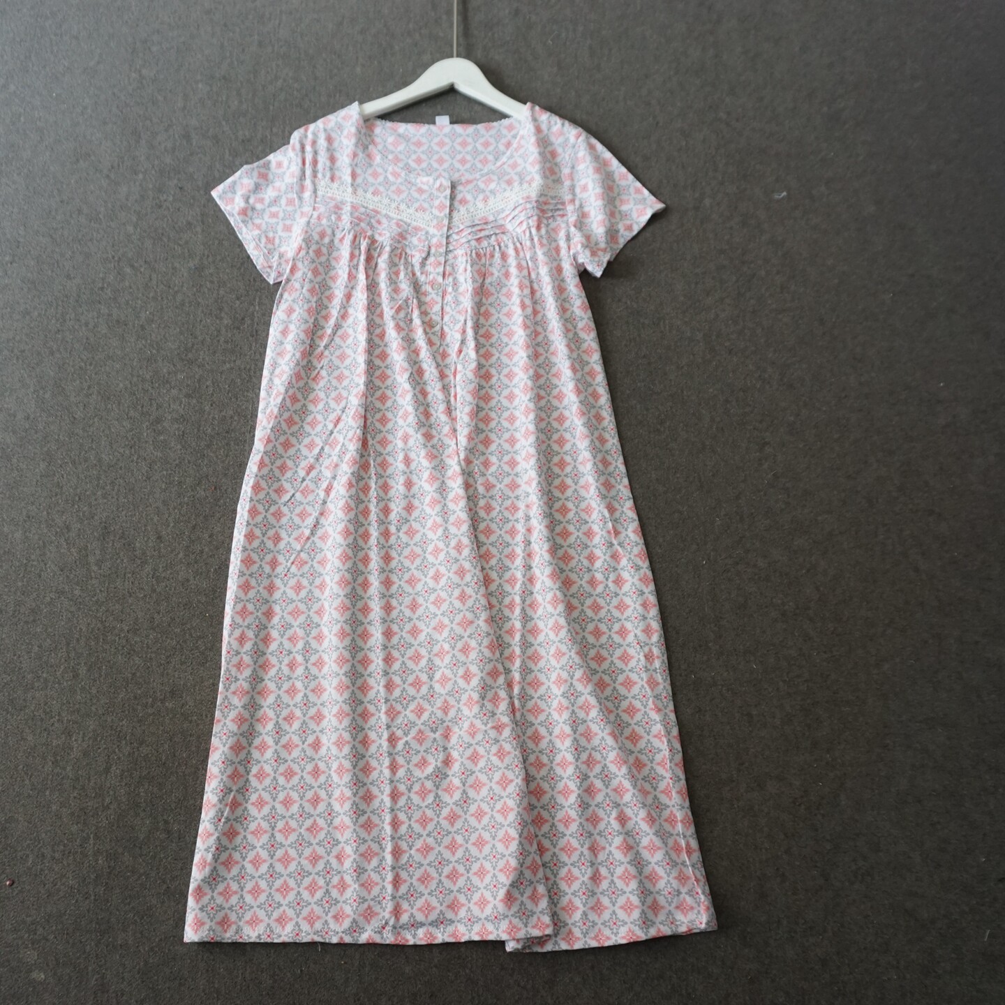 夏季女士短袖纯棉印花中长款针织睡裙家居服