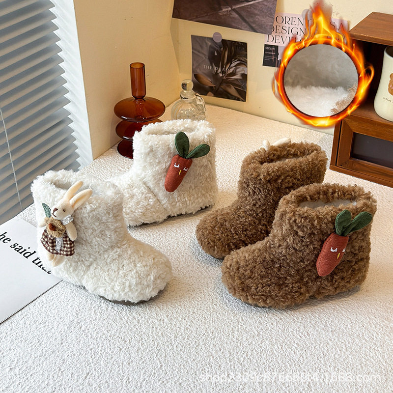 女童靴子2025冬季新款羊羔毛加绒公主马丁靴韩版女孩时尚百搭短靴,女鞋,马丁靴,淘宝优惠券,粉丝福利购,淘宝优惠卷