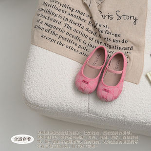 女童皮鞋春秋新款小女孩公主鞋软底一脚蹬宝宝小瓢鞋粉色儿童鞋子