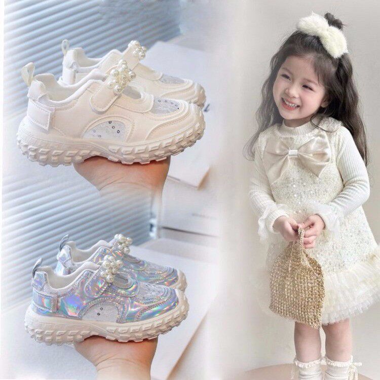 女童运动鞋2026春夏镂空凉鞋儿童网鞋透气大童珍珠玛丽珍老爹鞋