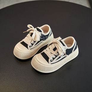 女童鞋帆布鞋2025春秋季新款儿童板鞋男童休闲运动鞋女宝宝饼干鞋
