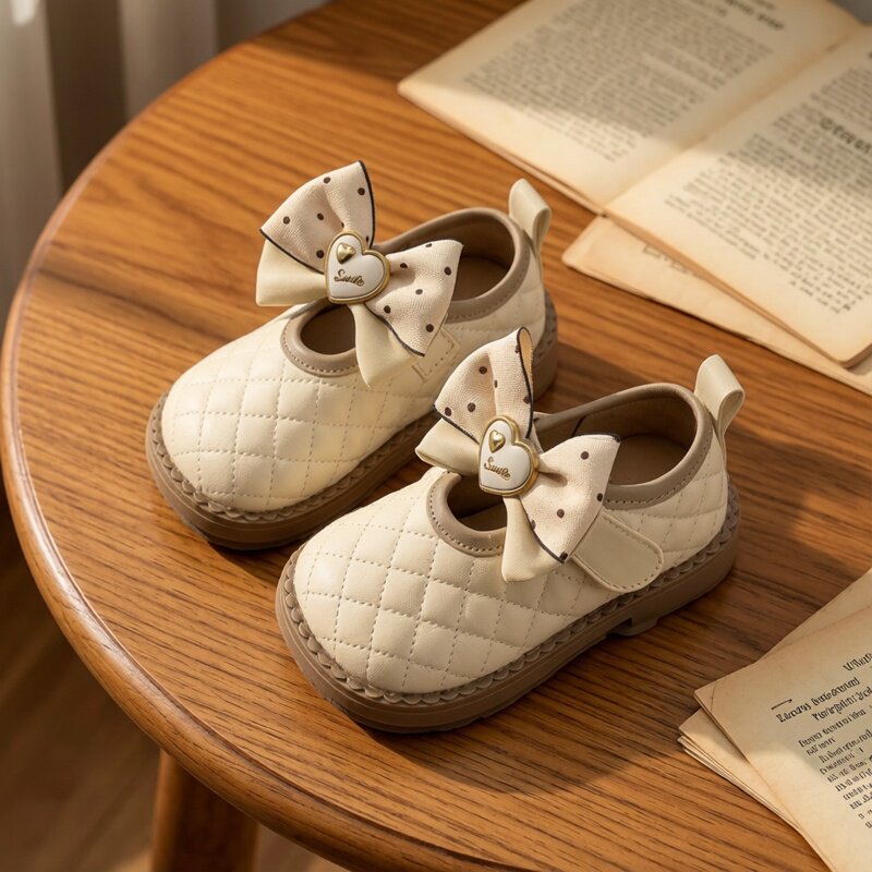 女童鞋小皮鞋2026春季儿童软底宝宝防滑单鞋蝴蝶结女孩鞋防滑软底