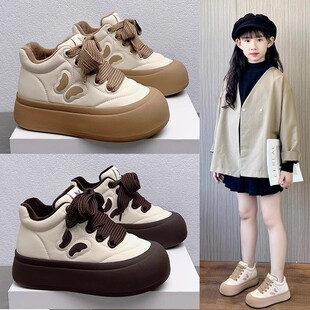 女童运动鞋儿童加绒二棉面包鞋2026秋冬新款女孩保暖棉鞋厚底板鞋