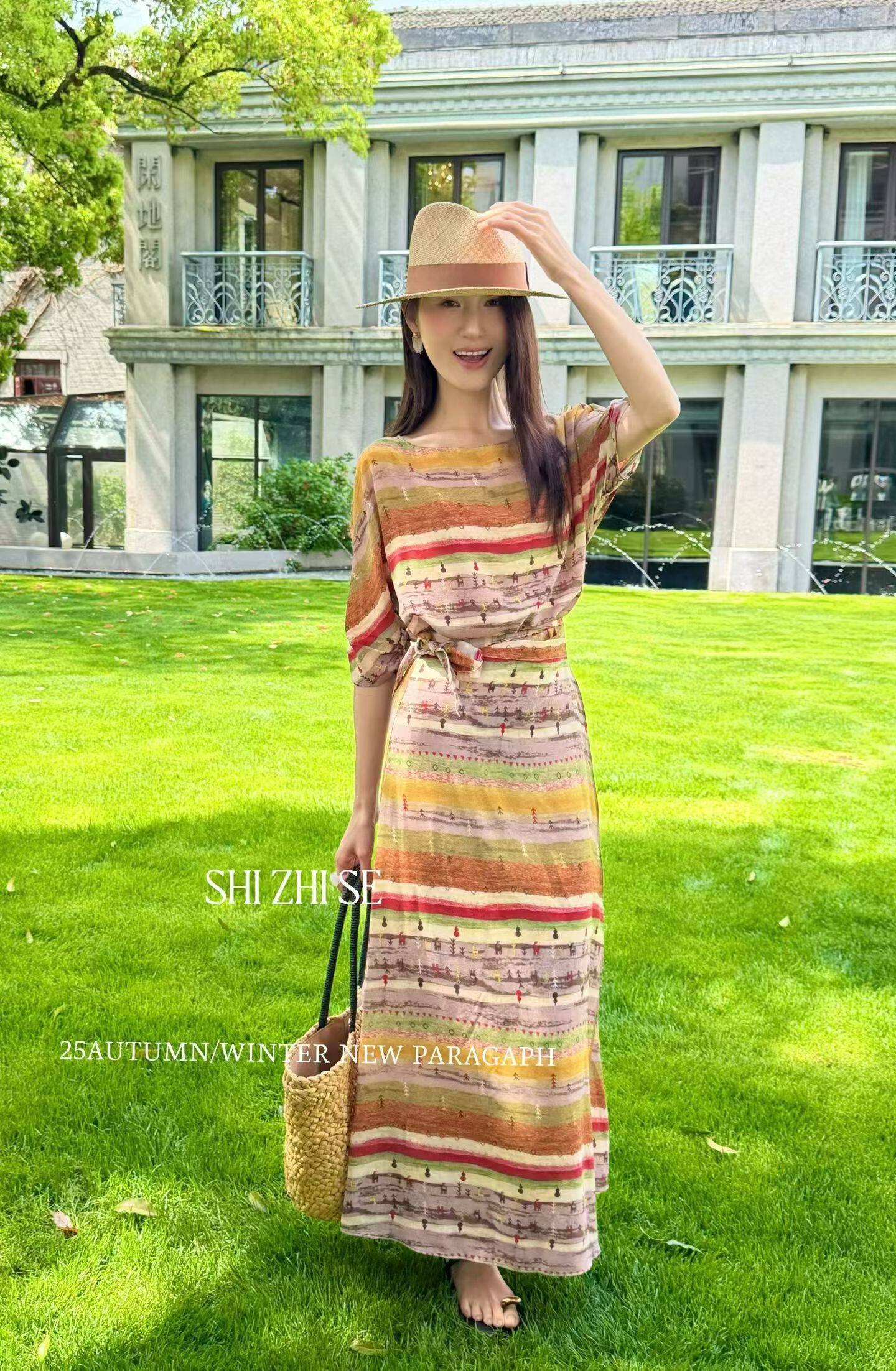 欧货2026春夏季新款时尚百搭显瘦中长袖气质连衣裙女欧美小资范潮