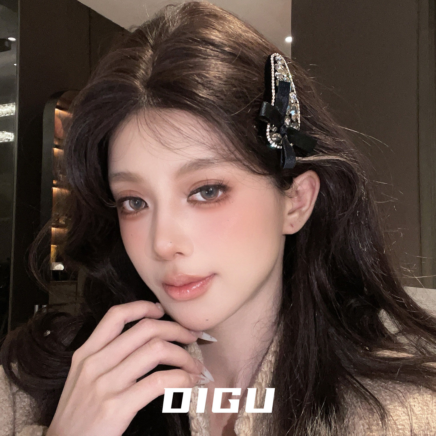 DIGU 气质千金 精致闪钻蝴蝶结发夹头饰轻奢水钻侧边夹刘海夹发饰,饰品/流行首饰/时尚饰品新,发饰,淘宝优惠券,粉丝福利购,淘宝优惠卷