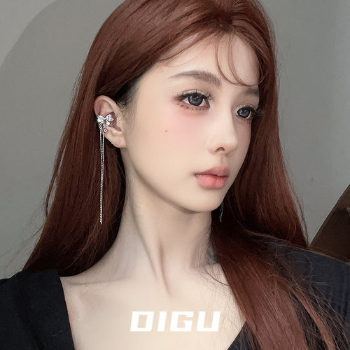 精致甜美蝴蝶结流苏耳夹气质轻奢