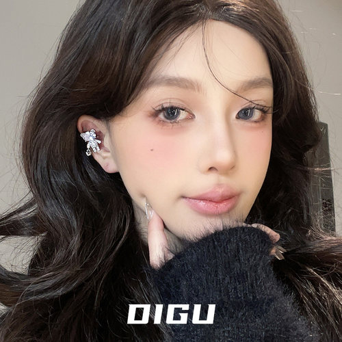 轻奢满钻爱心小熊耳夹精致高级感