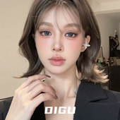 DIGU精致超闪满钻四叶草耳夹轻奢小众高级感无耳洞耳骨夹镶钻耳饰