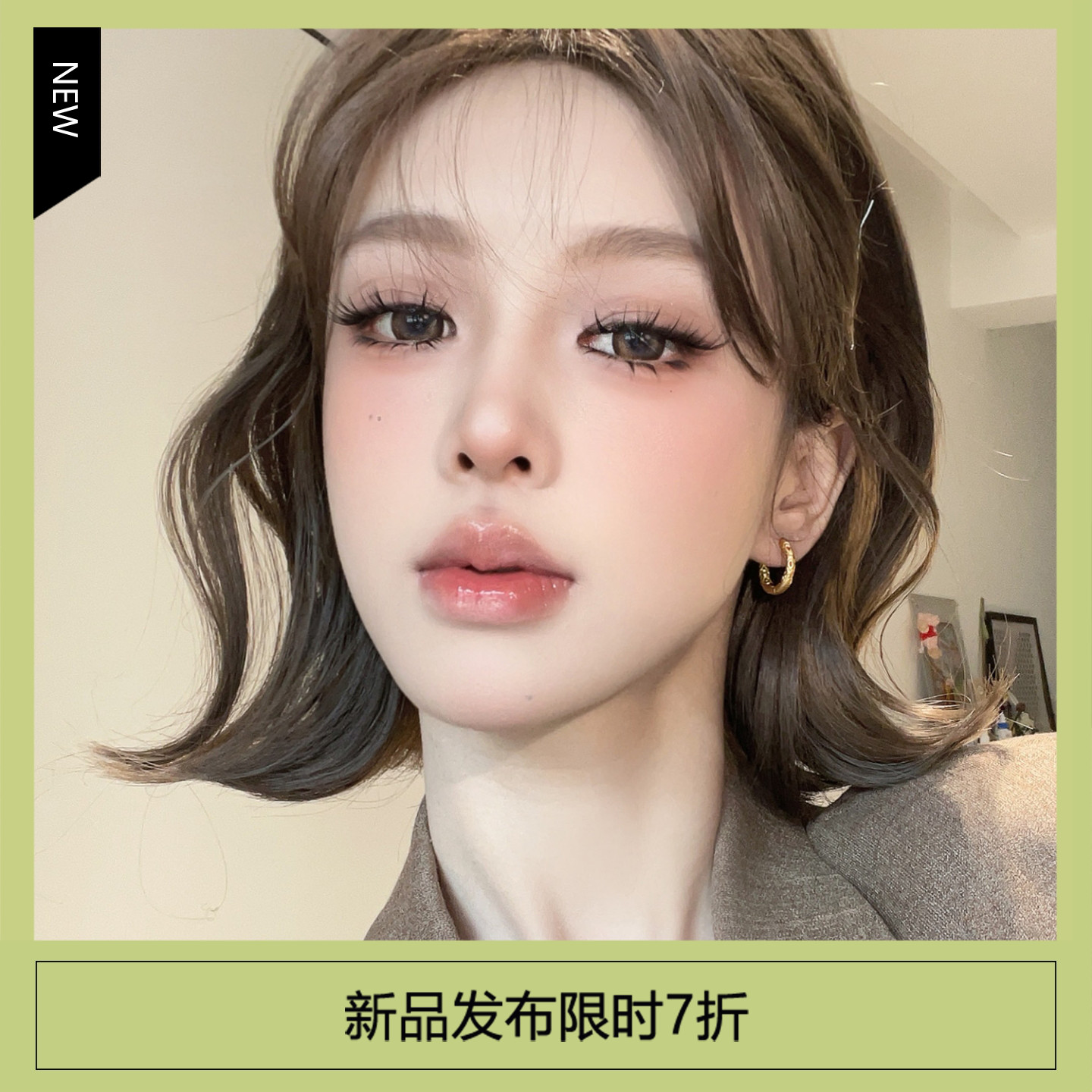 新中式复古磨砂金色耳圈精致滴釉