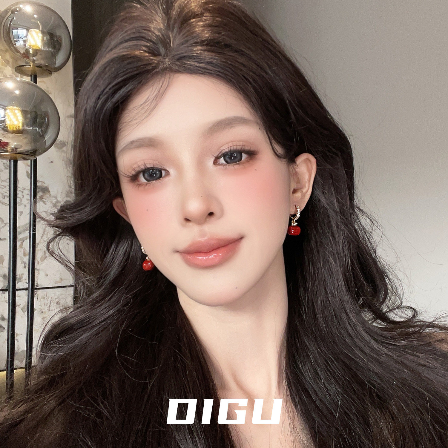 DIGU圣诞红色苹果耳环女气质轻奢镶钻平安果耳坠秋冬复古耳扣耳饰,饰品/流行首饰/时尚饰品新,耳环,淘宝优惠券,粉丝福利购,淘宝优惠卷