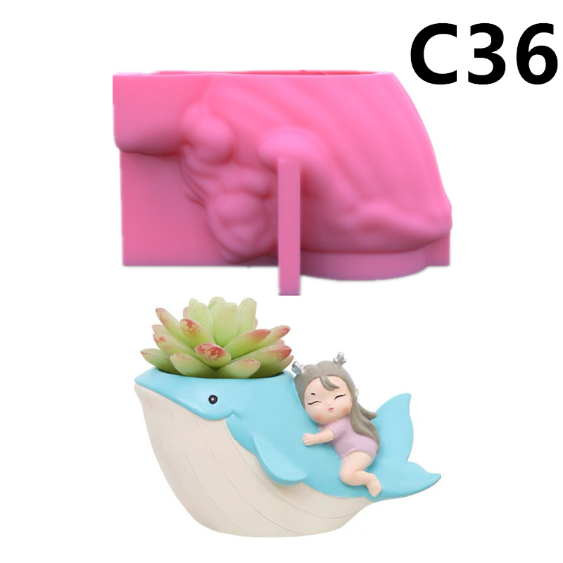 鲸鱼DIY3D创意笔筒花盆硅胶模具香薰蜡烛食品级蛋糕装饰模具C36