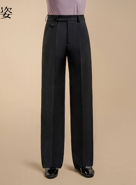 扉姿 男士摩登舞裤夏新款拉丁舞直筒西裤口袋跳舞裤子F6005