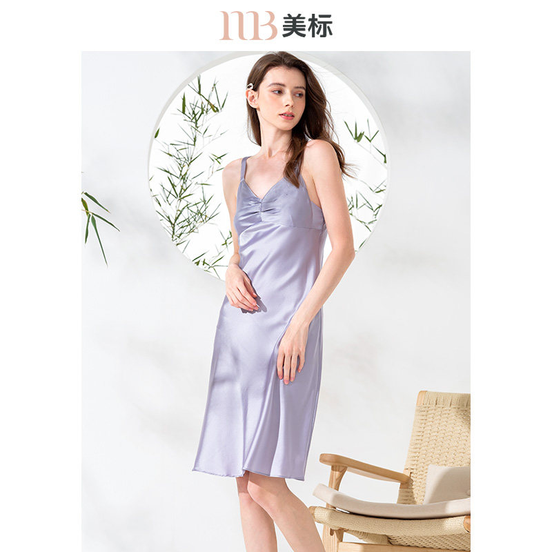 美标真丝性感吊带睡裙19姆米重磅桑蚕丝礼服裙丝绸睡衣可外穿