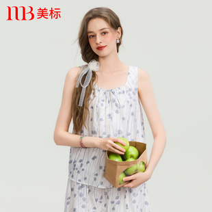 美标新款 里料纯棉全棉睡衣甜美百搭可外穿家居服上衣 背心女士夏季