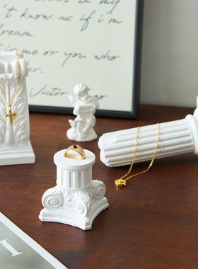 ins白色首饰拍照道具摆件 戒指槽项链收纳高级感拍摄家居装饰陈列