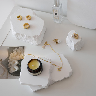 ins白色不规则石头 首饰品拍照道具装饰摆件简约高级感摄影拍摄