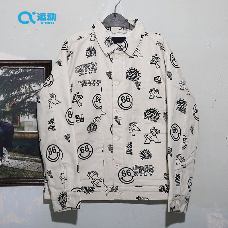 清仓VANS范斯羽绒棉服男女中性秋冬季保暖翻领笑脸两面穿夹克外套