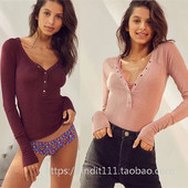 欧美风短T上衣 6色现货附实拍 打底T恤衬衫 新款 纯色长袖