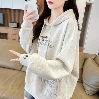 连帽卫衣女加绒加厚初中生