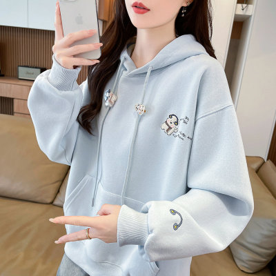 连帽卫衣女加绒加厚宽松