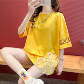 中长款 设计感小众短袖 下衣失踪上衣服 宽松大码 女装 t恤女夏季 韩版