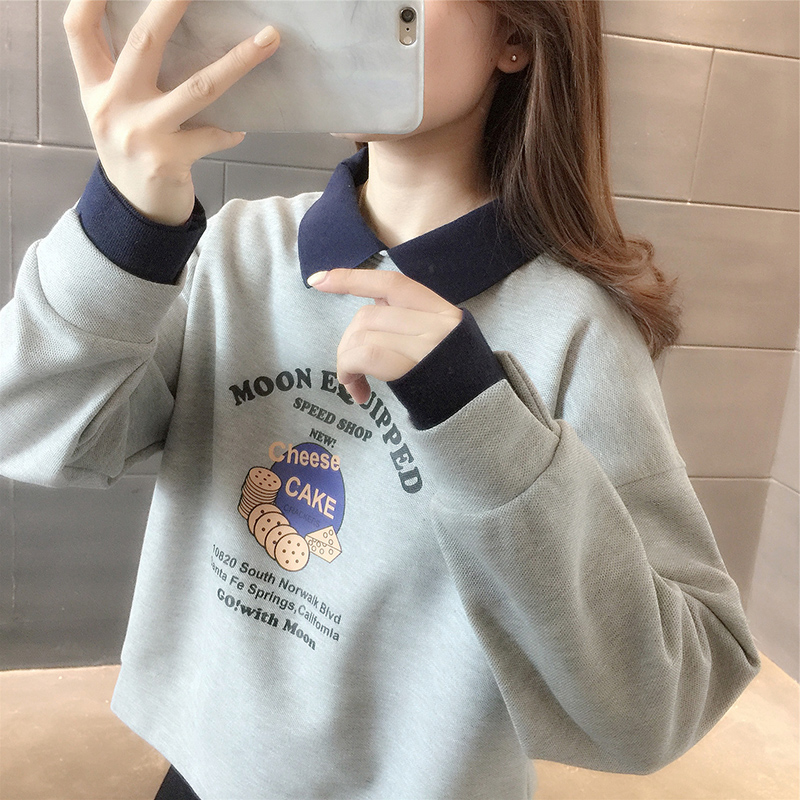 翻领polo衫翻领ins早秋韩版宽松