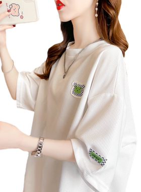 短袖t恤女慵懒风薄款华夫格