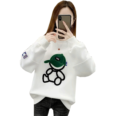 薄款宽松慵懒风刺绣卫衣女