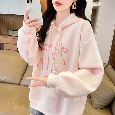 卫衣女加绒加厚宽松设计感