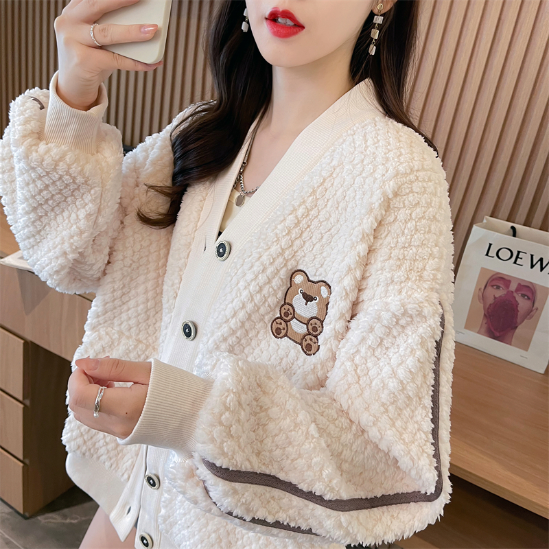 小个子羊羔毛加绒加厚外套女