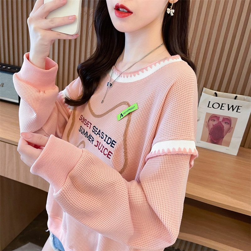 早春华夫格卫衣女2024新款春秋季韩版宽松薄款小个子撞色上衣外套,女装/女士精品,卫衣/绒衫,淘宝优惠券,粉丝福利购,淘宝优惠卷