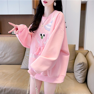 薄款 早春设计感小众卫衣女春秋季 女装 宽松大码 慵懒风上衣外套 韩版