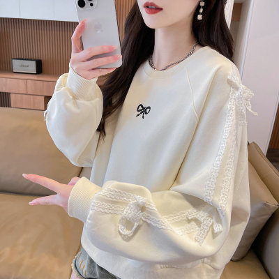 蕾丝花边卫衣女春秋薄款