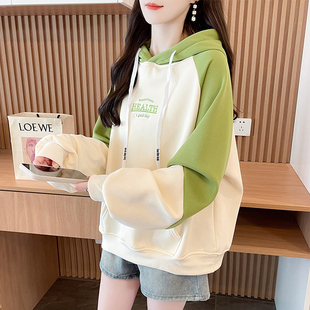 连帽卫衣女2024新款秋冬季韩版宽松加绒加厚设计感小众初中生外套