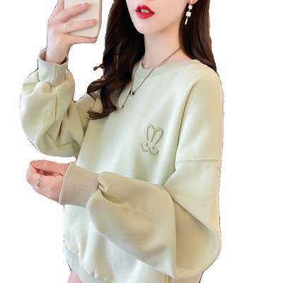 薄款宽松慵懒风刺绣卫衣女