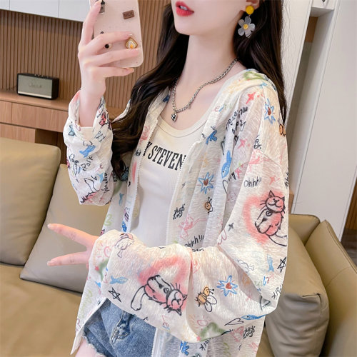大码女装冰丝薄款印花防晒衣女