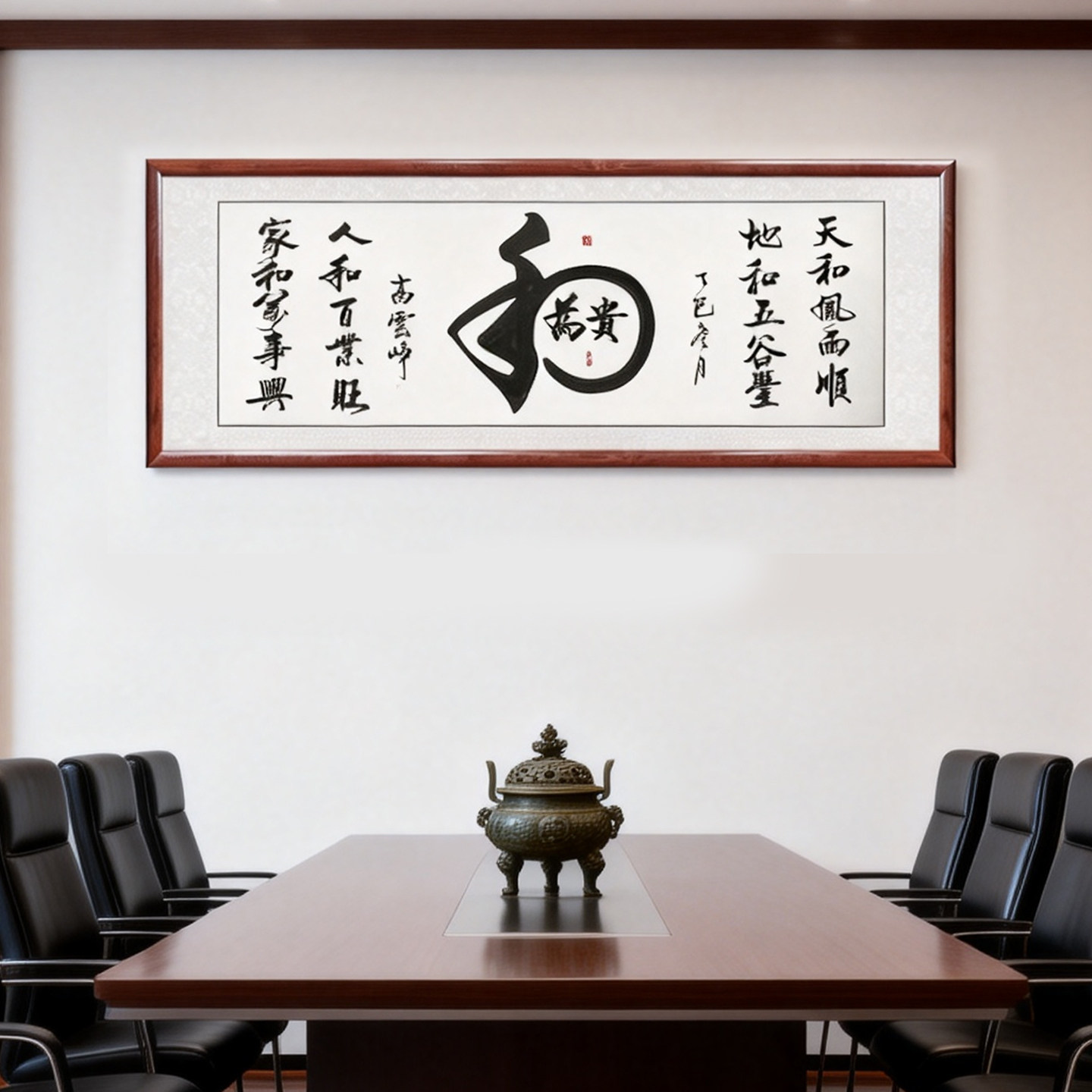 手写书法和为贵字画办公室客厅沙发背景墙挂画励志名言警句装饰画