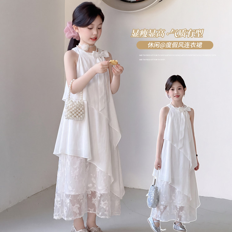 法式不规则白色无袖背心连衣裙子女夏季2026新款气质绝美漂亮长裙